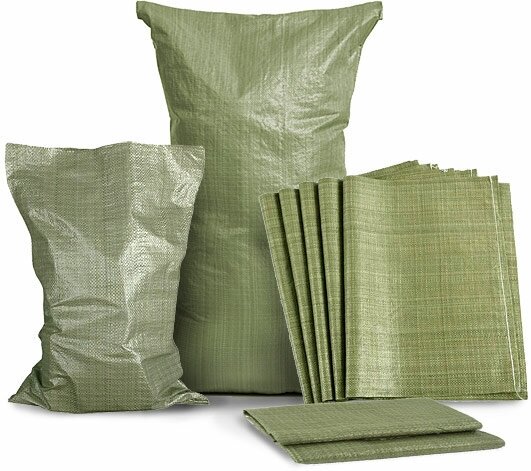 Мешки строительные зеленые/ мешки для мусора 55 x 95 см(полипропиленовые)
