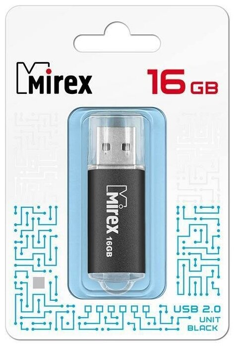 Флеш накопитель 16GB Mirex Unit, USB 2.0, Черный