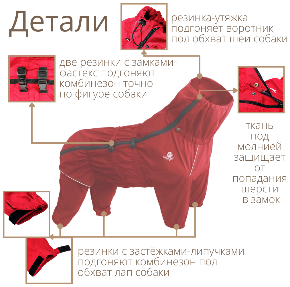 Комбинезон Дождевик для собак Asmpet водонепроницаемый, р-р XXXL, красный - фотография № 3