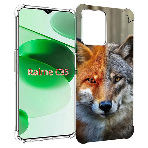 Чехол MyPads волк-лиса для Realme C35 / Narzo 50A Prime задняя-панель-накладка-бампер