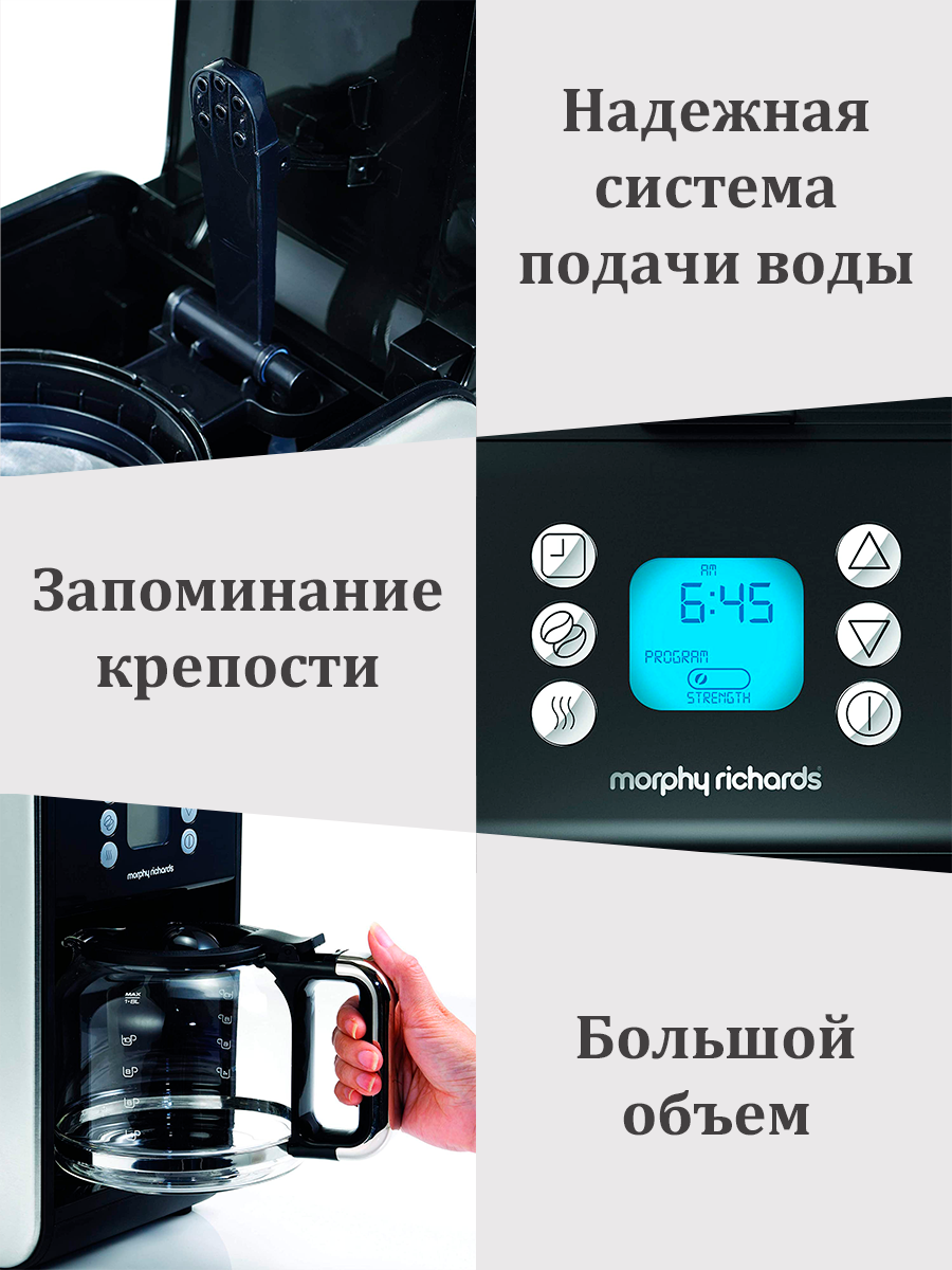 99999999 Кофеварка капельная Morphy Richards 162010EE черный - фотография № 3