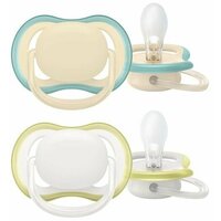 Соска-пустышка силиконовая ортодонтическая с футляром 0-6мес Ultra Air Philips Avent 2шт (SCF085/15)