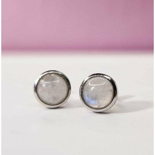 Серебряные серьги 925 пробы с лунным камнем натуральным