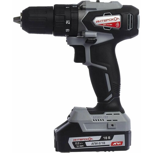Дрель-шуруповерт аккумуляторная бесщеточная Интерскол ДАУ-1318ВК 18 В Li-ion 2х15 Ач 16203₽