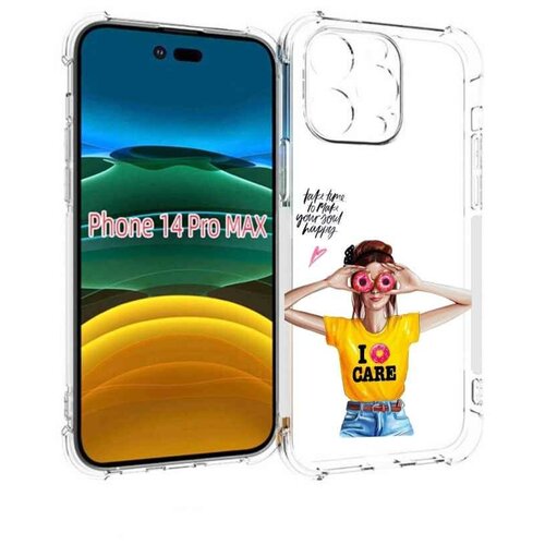 Чехол MyPads Девушка-с-пончиками женский для iPhone 14 Pro Max задняя-панель-накладка-бампер