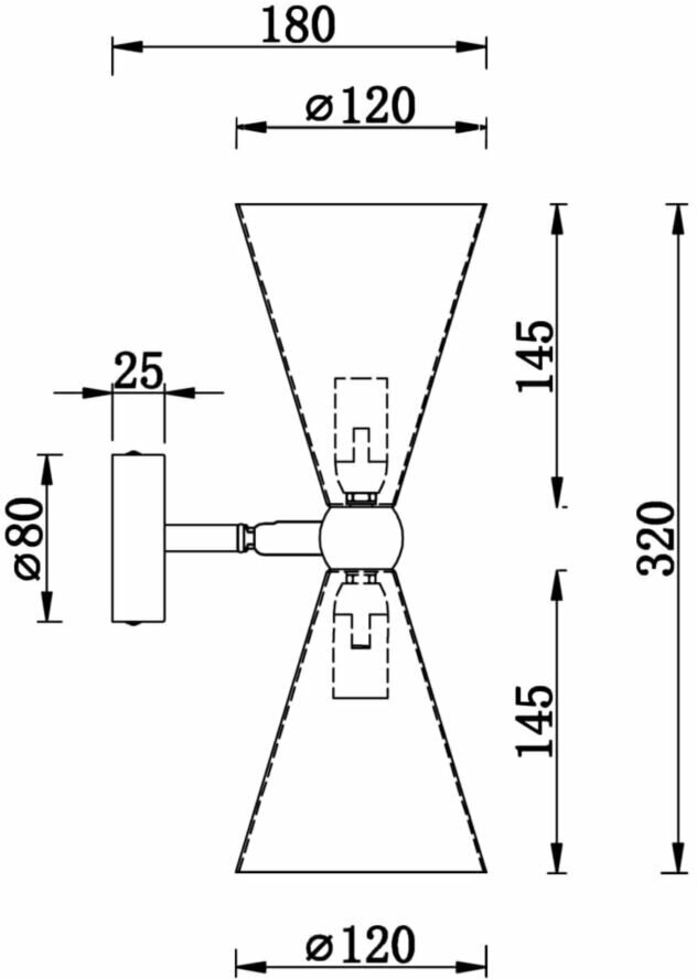 Бра MAYTONI Vesper MOD108WL-02GB, E14, 80 Вт, кол-во ламп: 2 шт., черный Hoff - фото №2