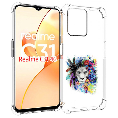 Чехол MyPads Лев 2 для OPPO Realme C31 задняя-панель-накладка-бампер чехол mypads хиппи лев для oppo realme c31 задняя панель накладка бампер