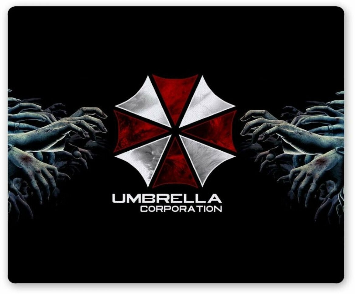 Коврик для мышки прямоугольный Resident Evil Umbrella logo & Hands of zombies