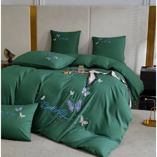 Комплект постельного белья Mency Butterfly Сатин в коробке Зеленый - Евро