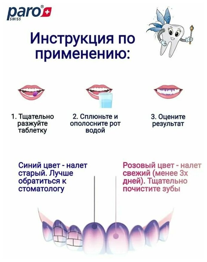 Таблетки для определения налета и кариеса Paro Plak - 5 таблеток. — фото 1