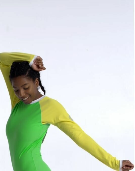 Гидромайка для плавания Dallas Activewear (Лайкра с длинным рукавом, удлиненная, размер One size 40-44, зелено-желтая)