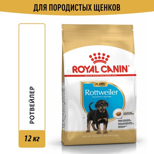 Корм для собак Royal Canin Rottweiler Puppy (Ротвейлер Паппи) Корм сухой для щенков породы Ротвейлер до 18 месяцев, 12 кг royal canin royal canin rottweiler puppy полнорационный сухой корм для щенков породы ротвейлер до 18 месяцев 12 кг