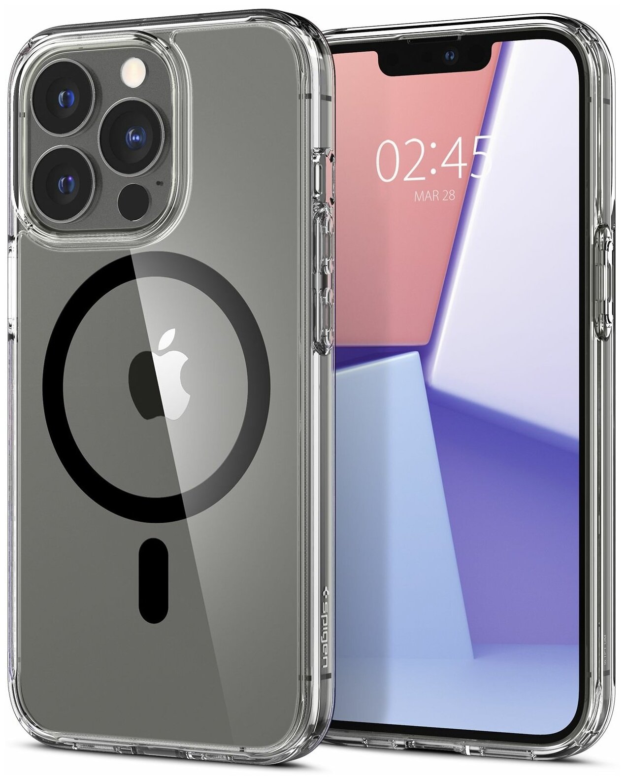 Чехол Spigen на Apple iPhone 13 Pro (ACS03301) Crystal Hybrid (MagFit) / Спиген чехол для Айфон 13 Про MagSafe, противоударный, с защитой камеры, черный