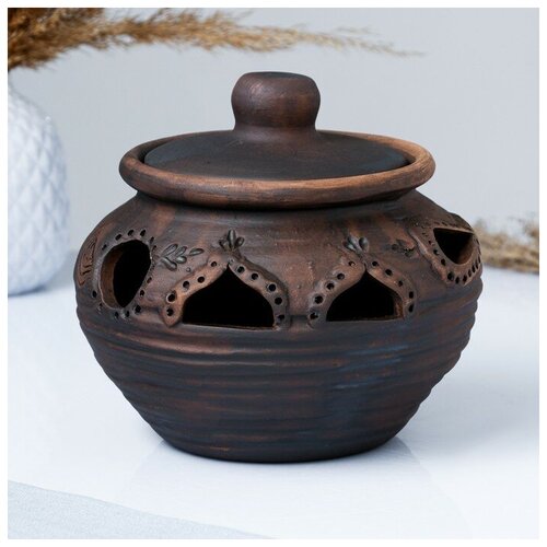 Банка для чеснока сувенирная Резная 19х13см молочение 1065₽