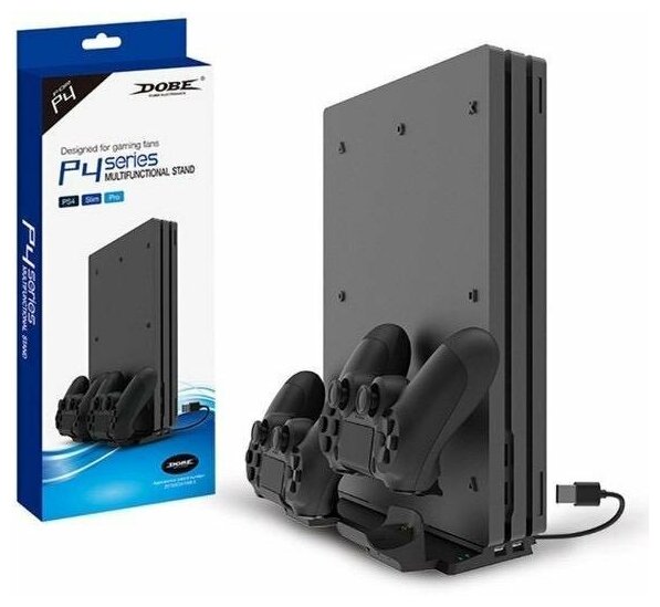 Вертикальная подставка + зарядка для 2-х геймпадов dualshock 4 для Sony Playstation 4 PS4 Fat / Slim / Pro DOBE TP4-19061