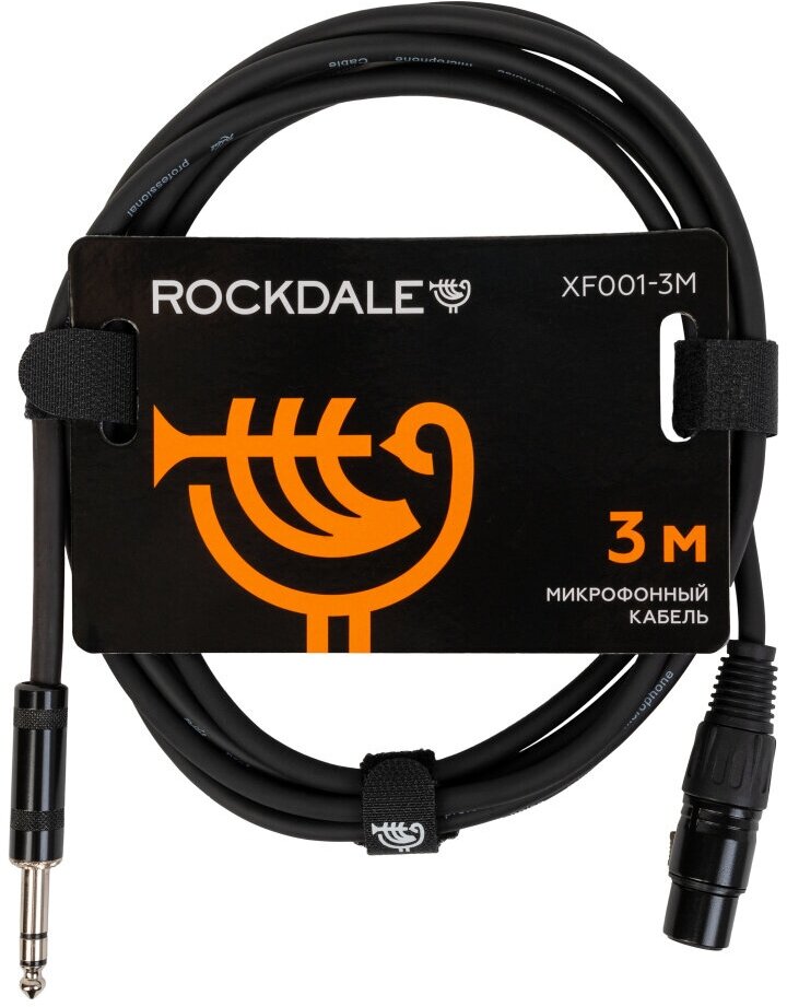 Микрофонный кабель ROCKDALE XF001-3M, разъемы XLR female X stereo jack male, 3 м