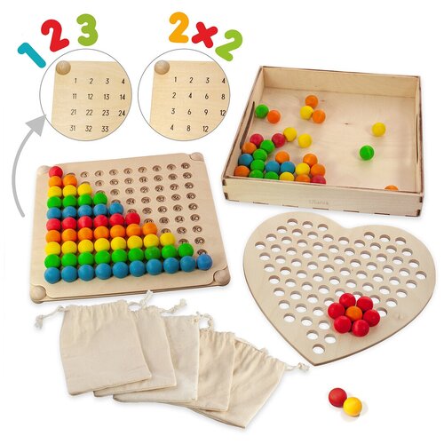Развивающая игра Считаем до 100 / учим счет / таблица умножения / мозаика для детей / деревянные игрушки / Ulanik деревянные игрушки mapacha развивающая игра таблица умножения