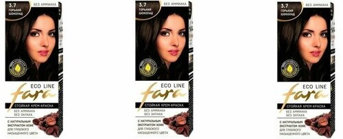 Краска для волос FARA (Фара) Eco Line Green, 3.7 горький шоколад х 3шт