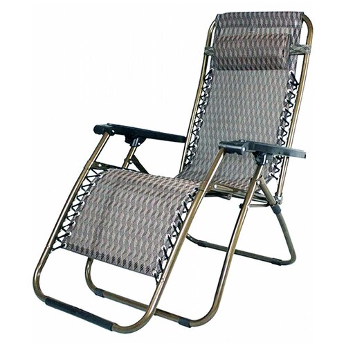 Кресло-шезлонг для отдыха на природе, раскладывающееся, на металлическом каркасе, максимальная нагрузка 110 кг.