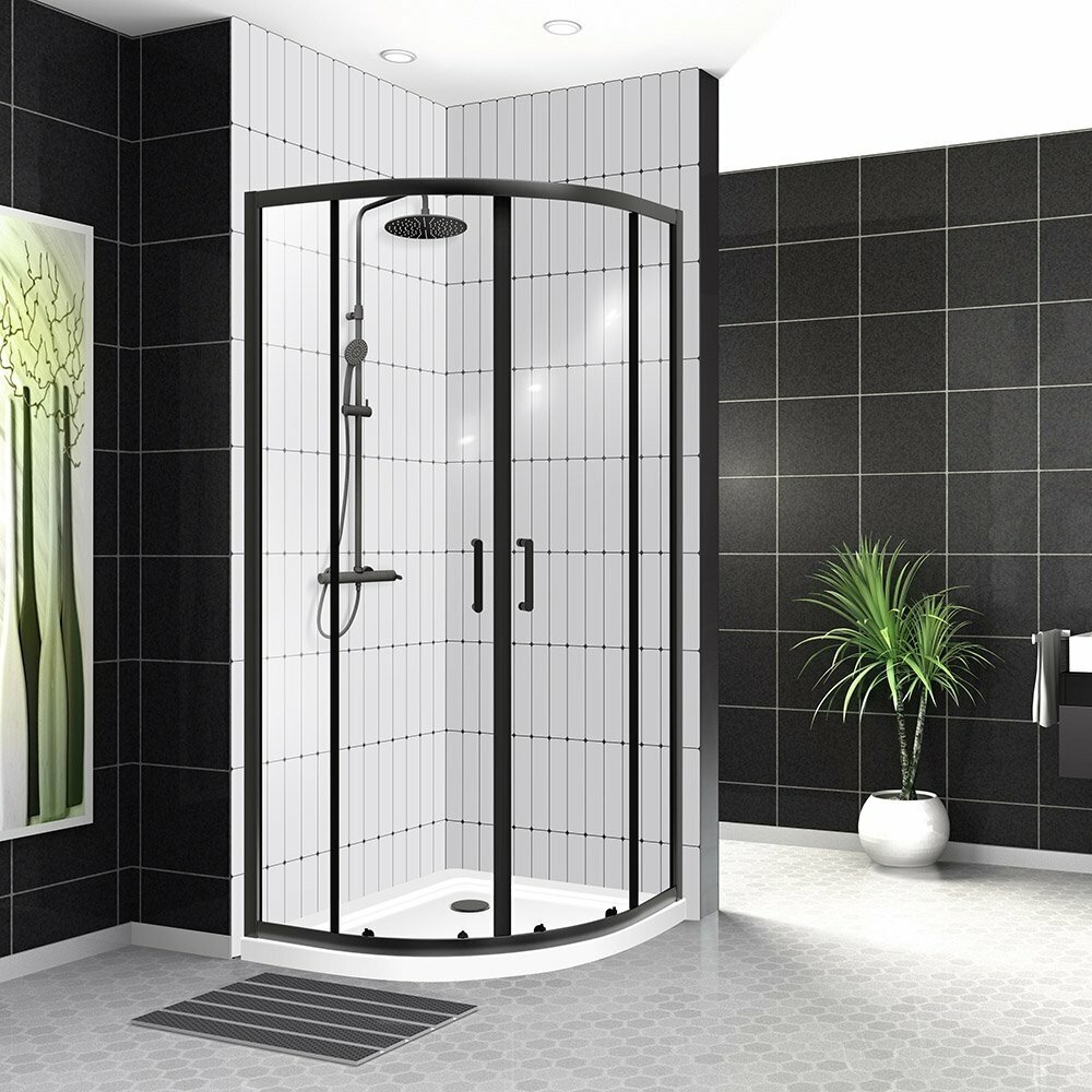 Душевой уголок BelBagno UNO-195-R-2-90-C-NERO 90х90 стекло прозрачное/профиль черный