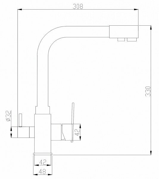 Смеситель для кухни с подключением к фильтру ZORG Steel Hammer (SH 805 BLACK CR) черный/хром