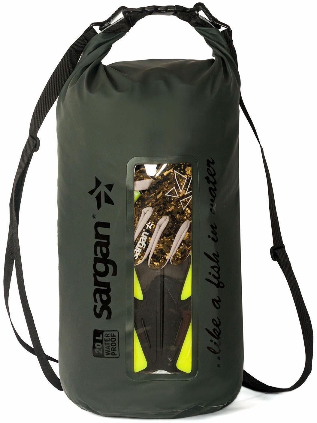 Влагозашитный рюкзак/гермомешок/герморюкзак/гермосумка/ непромокаемая сумка с лямками SARGAN ОКО 20 литров оливковый