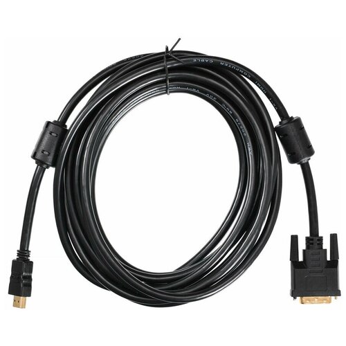 Кабель Buro HDMI-19M-DVI-D-5M HDMI (m) DVI-D (m) 5 м, ферритовые кольца, черный кабель hdmi buro hdmi m dvi d m gold ферритовый фильтр 10м черный [hdmi 19m dvi d 10m]