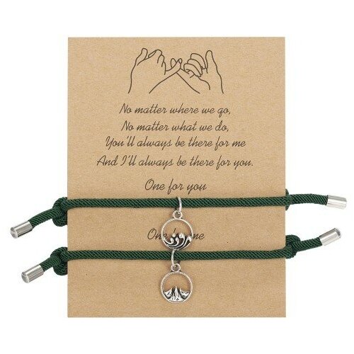 комплект браслетов 2 шт зеленый серебристый Комплект браслетов WowMan Jewelry, зеленый, серебристый
