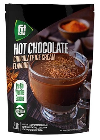 FitParad/ФитПарад Горячий шоколад - напиток быстрорастворимый со вкусом шоколадного пломбира 200 г. дойпак - фотография № 2