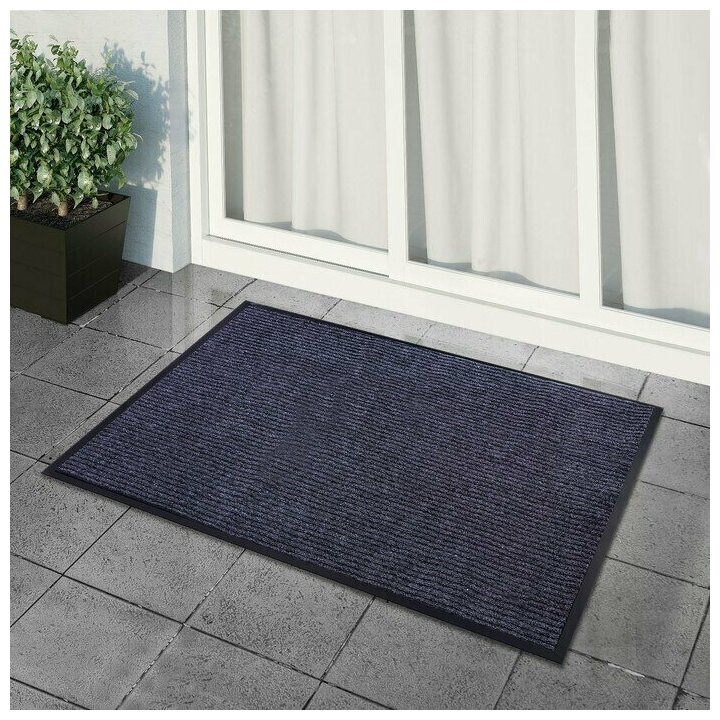 Коврик придверный влаговпитывающий ребристый Стандарт  90x150 см цвет серый