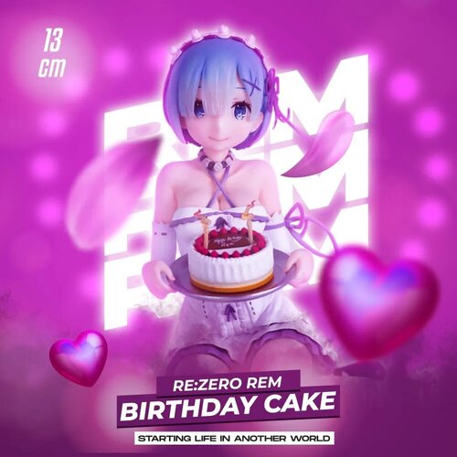 Аниме фигурка Re: Zero Rem Birthday Cake Ver. / 13 см