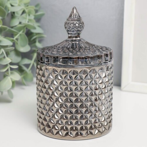 Изображение товара Емкость из рельефного стекла с крышкой, серая