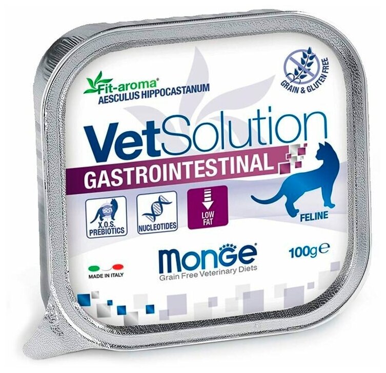 Влажный корм для кошек Monge VetSolution Gastrointestinal, при проблемах с ЖКТ, беззерновой 12 шт. х 100 г - фотография № 5