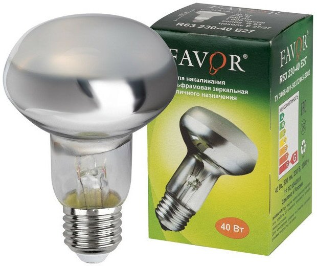 Лампа накаливания FAVOR 40Вт E27 2700K 230В R63 рефлектор