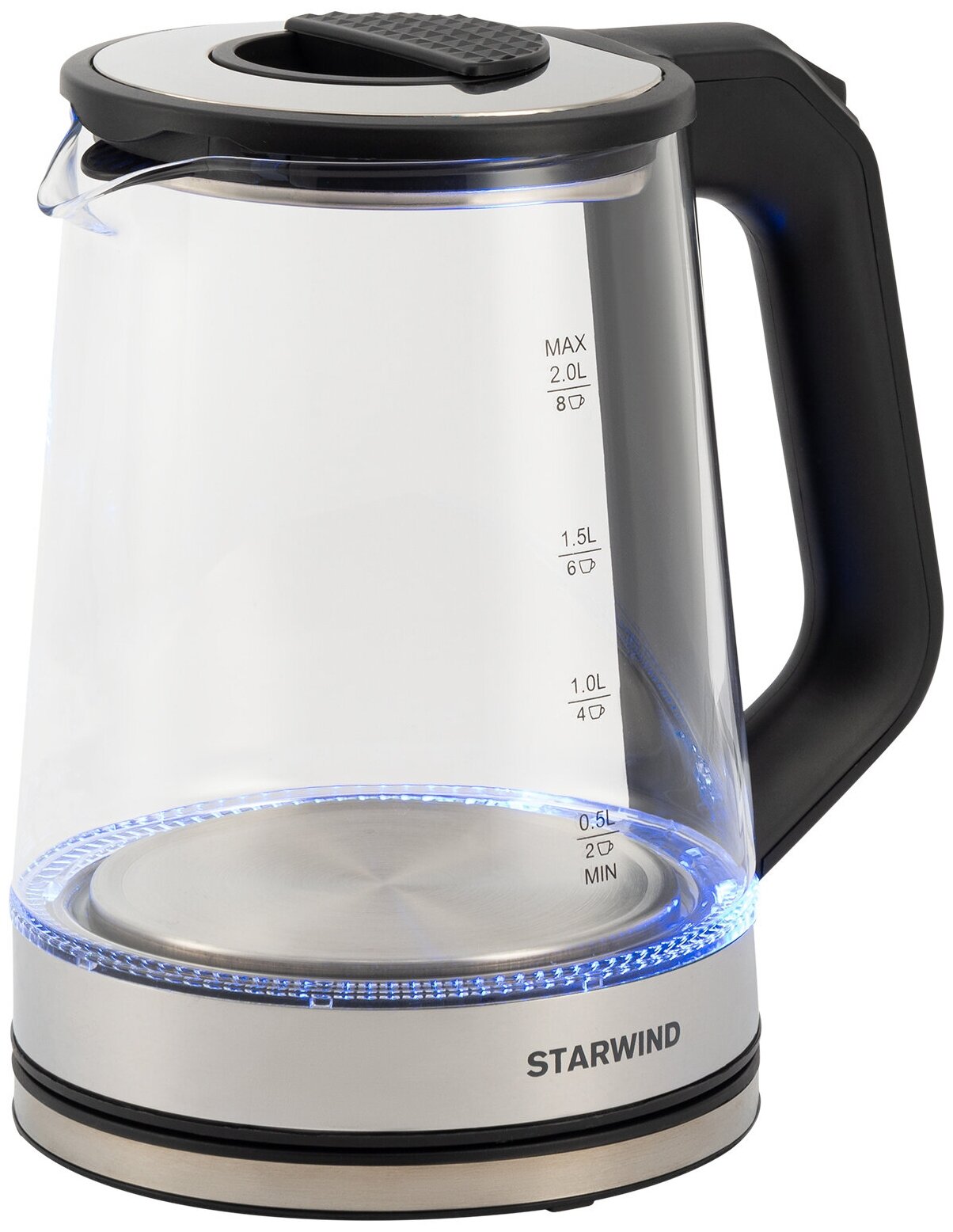 Чайник электрический Starwind SKG5778 черный/прозрачный, стекло - фото №3