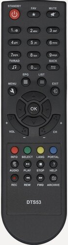 Изображение товара Пульт ДУ Huayu HOB1365 для ресивера Триколор DTS53/DTS54, черный