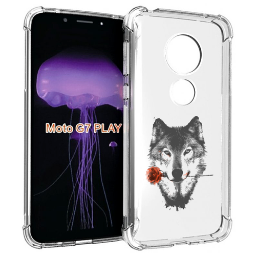 Чехол MyPads волк с розой для Motorola Moto G7 Play задняя-панель-накладка-бампер