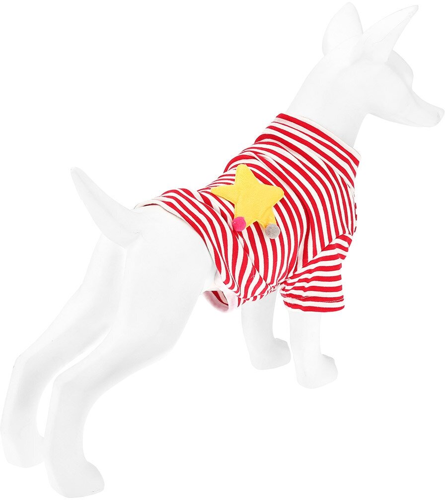 "Пэт тойс (Pet toys)" Одежда для собаки "Тельняшка" с принтом, р-р L, цвет-красно-белый, 100% полиэстер - фотография № 3