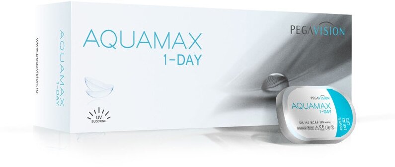 AQUAMAX 1-DAY 30 линз В упаковке 30 штук Оптическая сила -1 Радиус кривизны 8.6