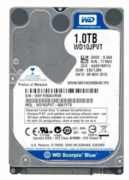 Жесткий диск Western Digital WD10JPVT 1Tb 5400 SATAIII 2.5" HDD