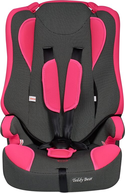 Автокресло группа 1/2/3 9-36 кг Teddy Bear без вкладыша 513 RF PINK+BLACK DOT