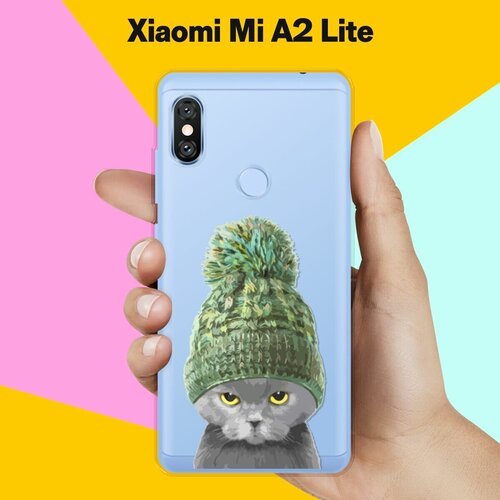 Силиконовый чехол на Xiaomi Mi A2 Lite Серый кот / для Сяоми Ми А2 Лайт пластиковый чехол динозавры в свитерах на xiaomi mi a2 lite сяоми ми а2 лайт