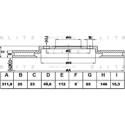 BLITZ BS0339 Диск тормозной передний VAG+Skoda all 03-> /Vent D=312mm BLITZ BS0339