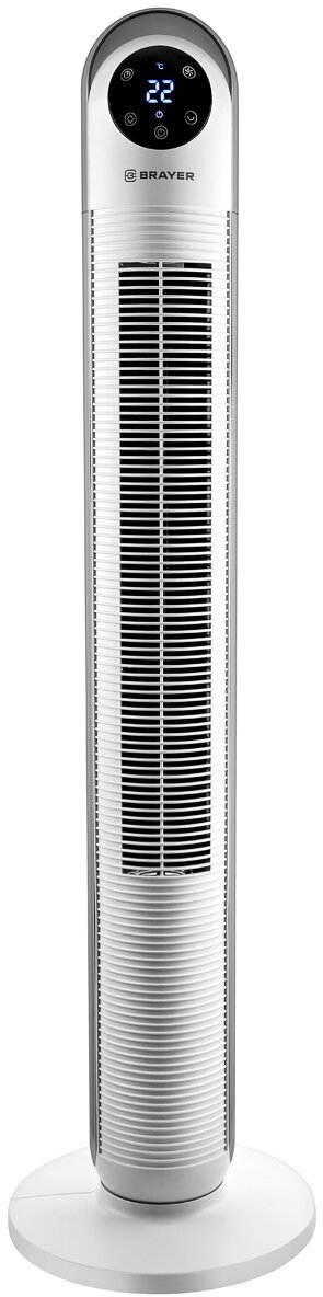Вентилятор Колонный BRAYER BR4956 с пультом ДУ, 60Вт, 3 скорости, белый