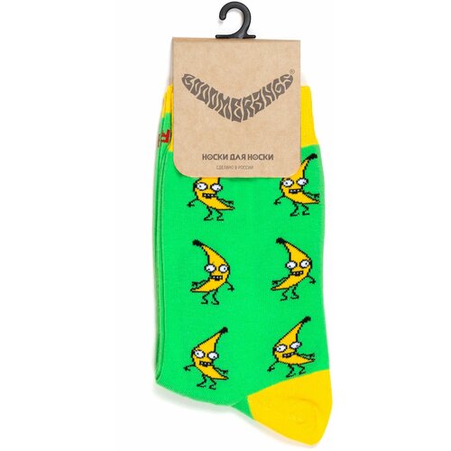 Носки BOOOMERANGS, размер 40-45, зеленый, желтый носки booomerangs размер 40 45 желтый