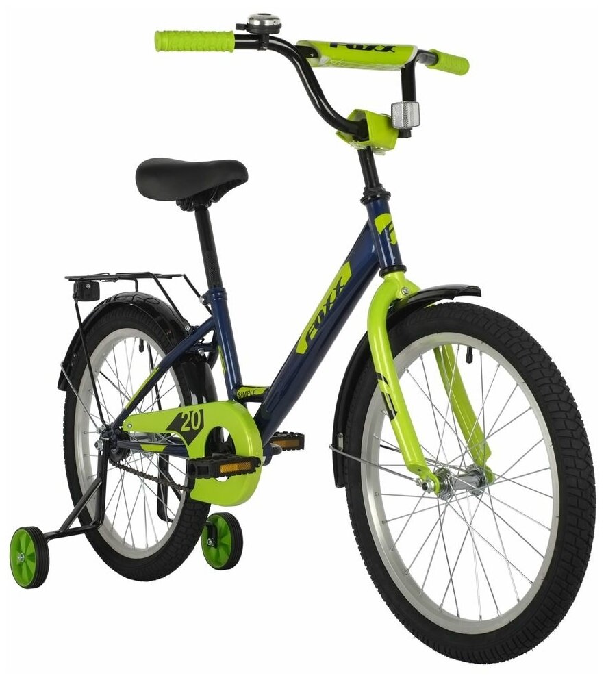 Велосипед FOXX SIMPLE 20" (2021) (Велосипед FOXX 20" SIMPLE синий, сталь, тормоз нож, крылья, багажник)