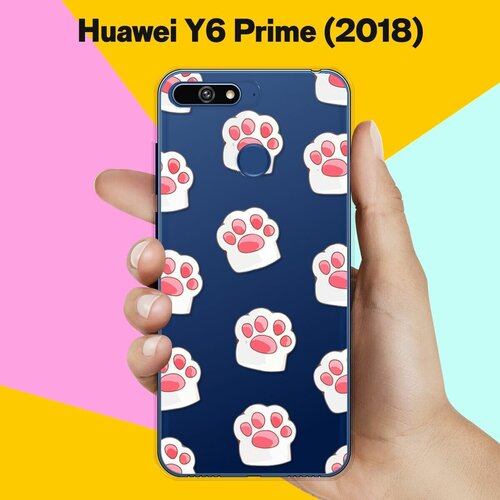 Силиконовый чехол Лапки на Huawei Y6 Prime (2018) силиконовый чехол ленивец на ветке на huawei y6 prime 2018