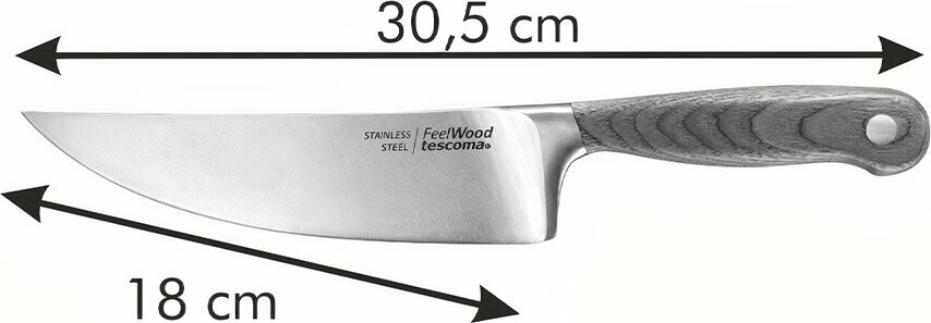 Нож кухонный Tescoma стальной универсальный лезв.180мм прямая заточка дерево/серебристый - фото №4