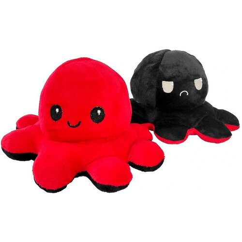 Мягкая игрушка Осьминожка - перевертыш, Осьминог вывернушка , двухсторонний Красно-черный