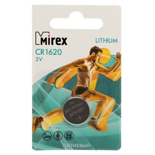 батарейка energizer lithium cr1620 1 шт литиевая Батарейка литиевая Mirex, CR1620-1BL, 3В, блистер, 1 шт.